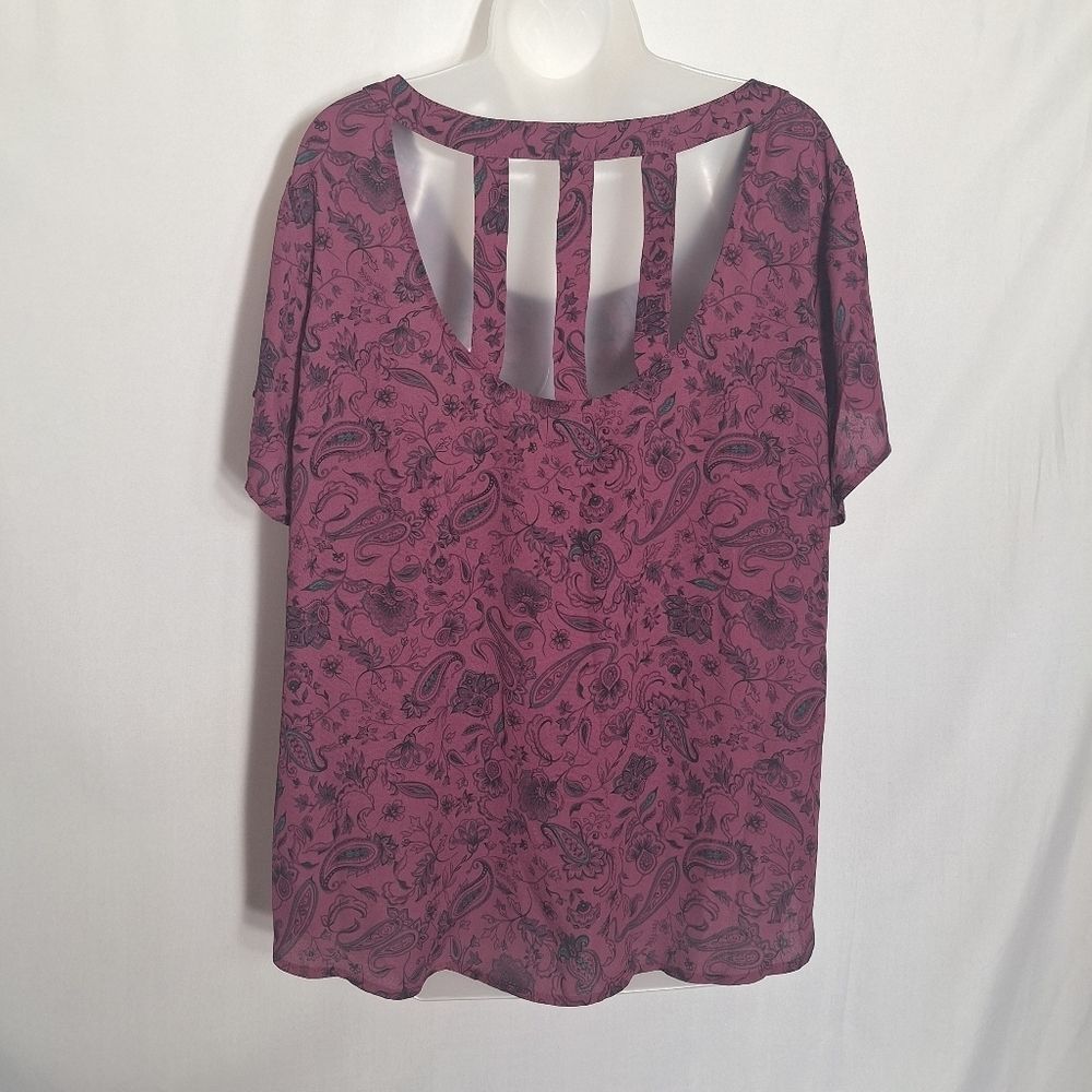 Torrid Blouse Floral Paisley Short Sleeve Loose Comfort 1X Women